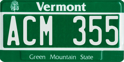 VT license plate ACM355