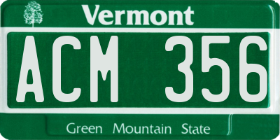 VT license plate ACM356