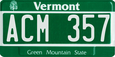 VT license plate ACM357