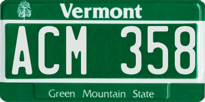 VT license plate ACM358