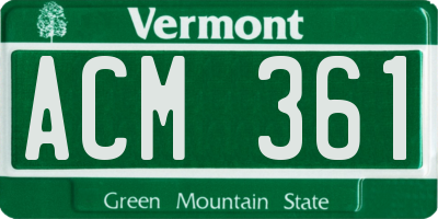 VT license plate ACM361