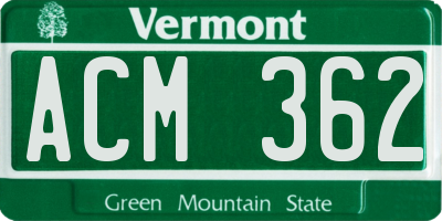 VT license plate ACM362