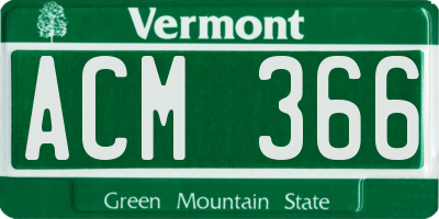 VT license plate ACM366