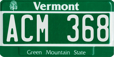 VT license plate ACM368