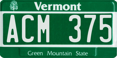 VT license plate ACM375