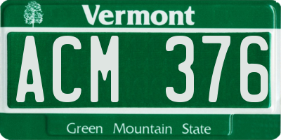 VT license plate ACM376