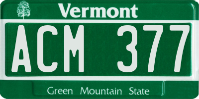 VT license plate ACM377