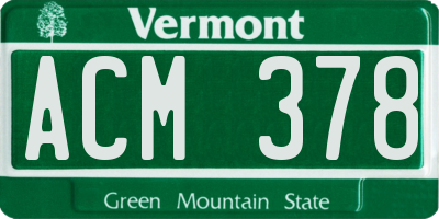 VT license plate ACM378