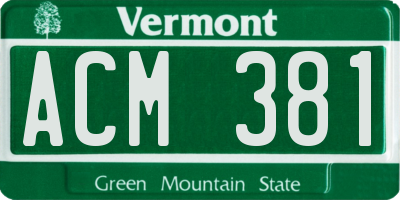VT license plate ACM381