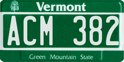 VT license plate ACM382