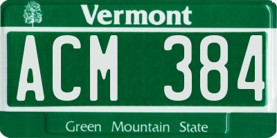 VT license plate ACM384