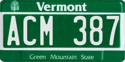 VT license plate ACM387