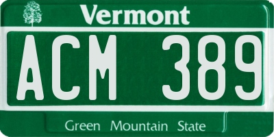 VT license plate ACM389