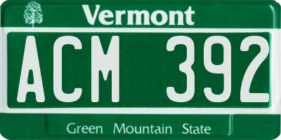 VT license plate ACM392