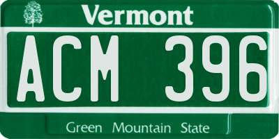 VT license plate ACM396
