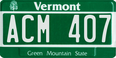 VT license plate ACM407