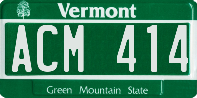 VT license plate ACM414