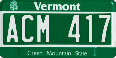 VT license plate ACM417