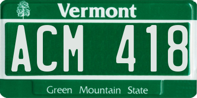 VT license plate ACM418