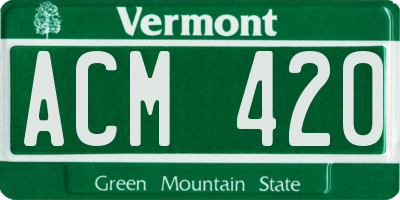 VT license plate ACM420