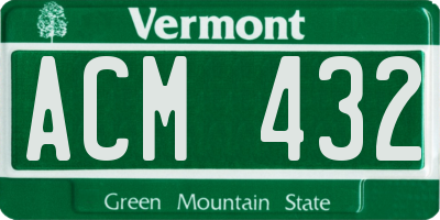 VT license plate ACM432