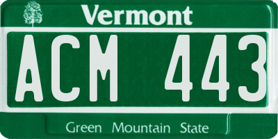 VT license plate ACM443