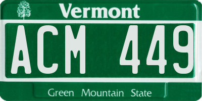 VT license plate ACM449