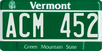 VT license plate ACM452