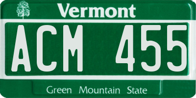 VT license plate ACM455