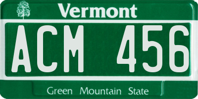 VT license plate ACM456