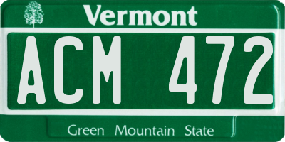 VT license plate ACM472