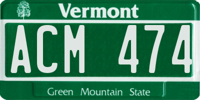 VT license plate ACM474