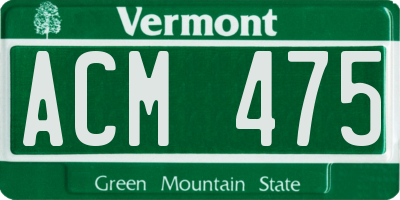 VT license plate ACM475