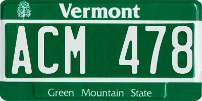VT license plate ACM478