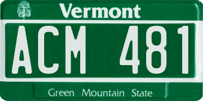 VT license plate ACM481