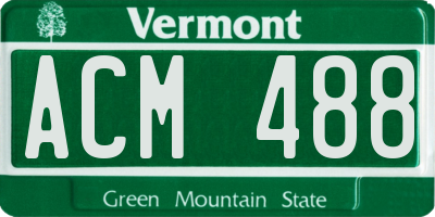VT license plate ACM488