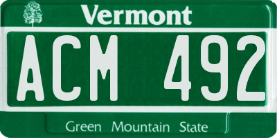 VT license plate ACM492