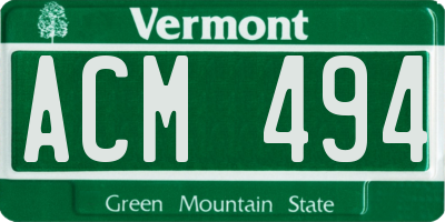 VT license plate ACM494