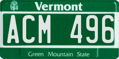 VT license plate ACM496