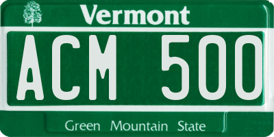 VT license plate ACM500