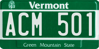 VT license plate ACM501