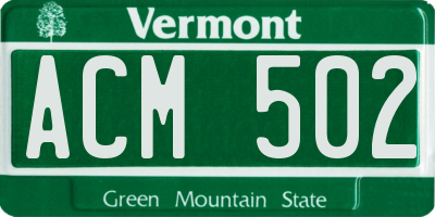 VT license plate ACM502