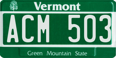 VT license plate ACM503