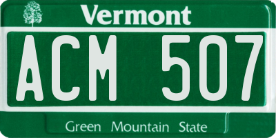 VT license plate ACM507