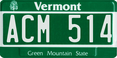 VT license plate ACM514