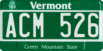 VT license plate ACM526