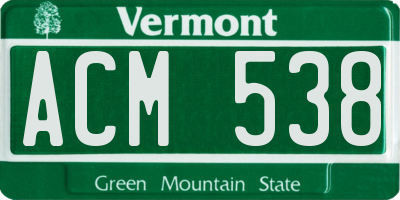 VT license plate ACM538