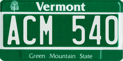 VT license plate ACM540