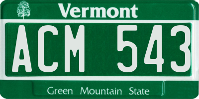 VT license plate ACM543