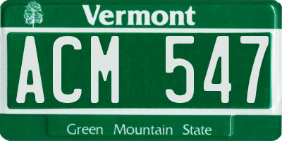 VT license plate ACM547